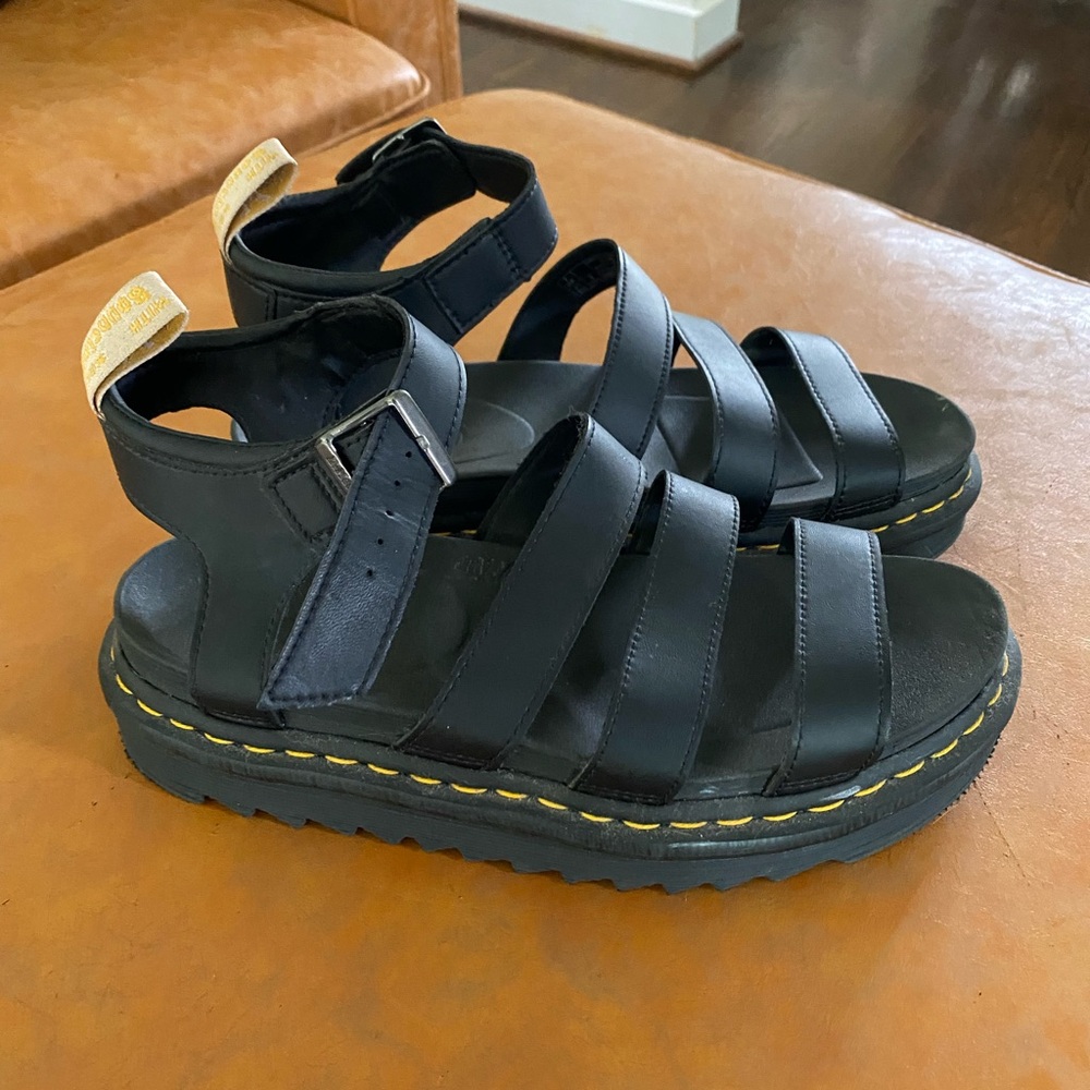 Dr. Martens Black Gladiator Sandals with Platform Sole